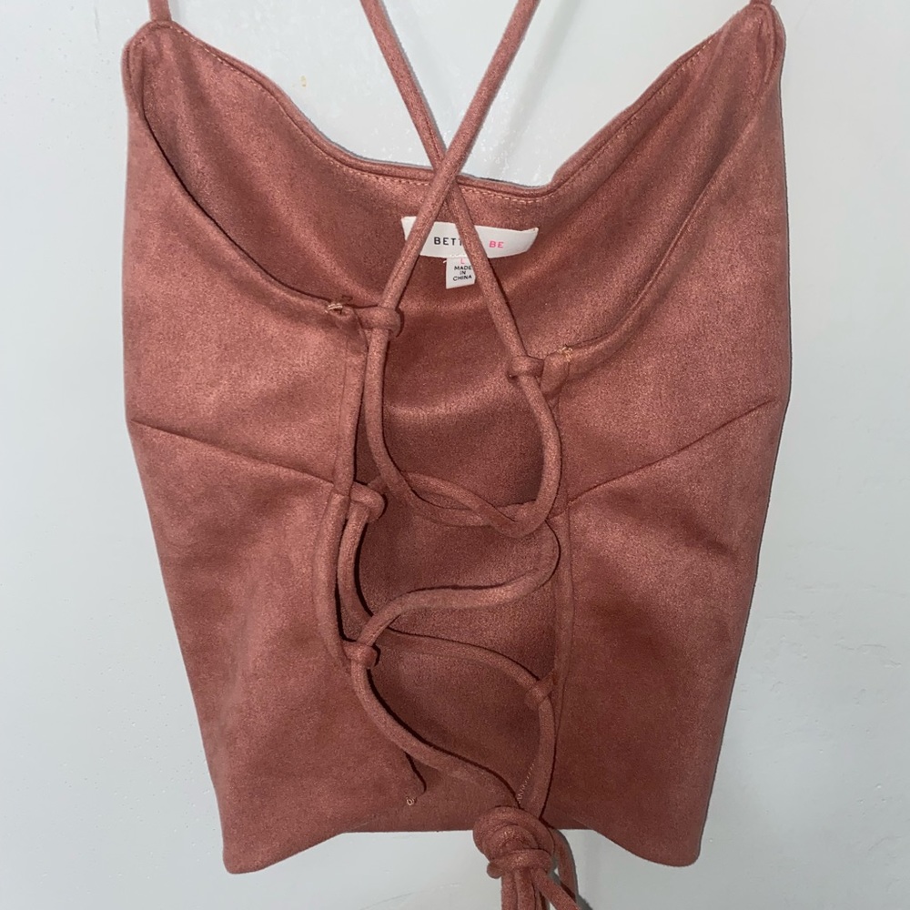 BETTER BE pink top, crisscross back, soft material, brand new